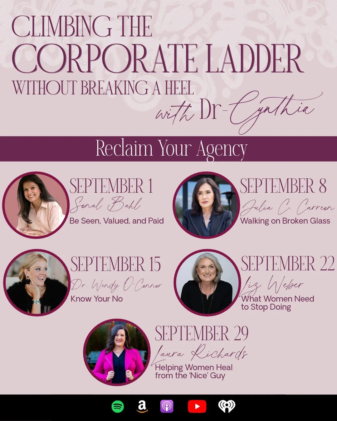September is all about reclaiming your agency.

What if you stopped living on autopilot and started making decisions that align with who you are and where you want to go?

This month on Climbing the Corporate Ladder Without Breaking a Heel, I am sitt