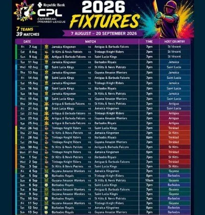 (CPL) 2026 OFFICIAL SCHEDULE