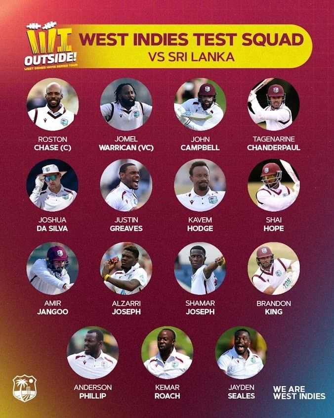 CWI ANNOUNCES TEST SQUAD FOR SRI LANKA SERIES