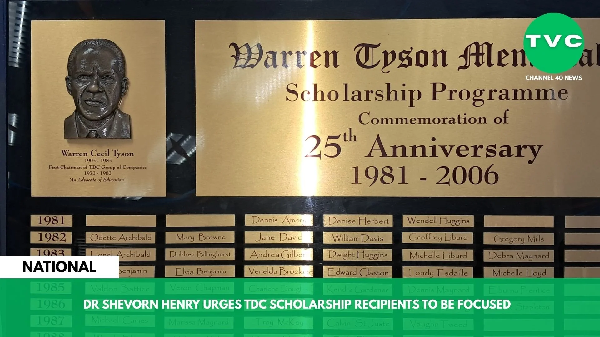 DR SHEVORN HENRY URGES TDC SCHOLARSHIP RECIPIENTS TO BE FOCUSED