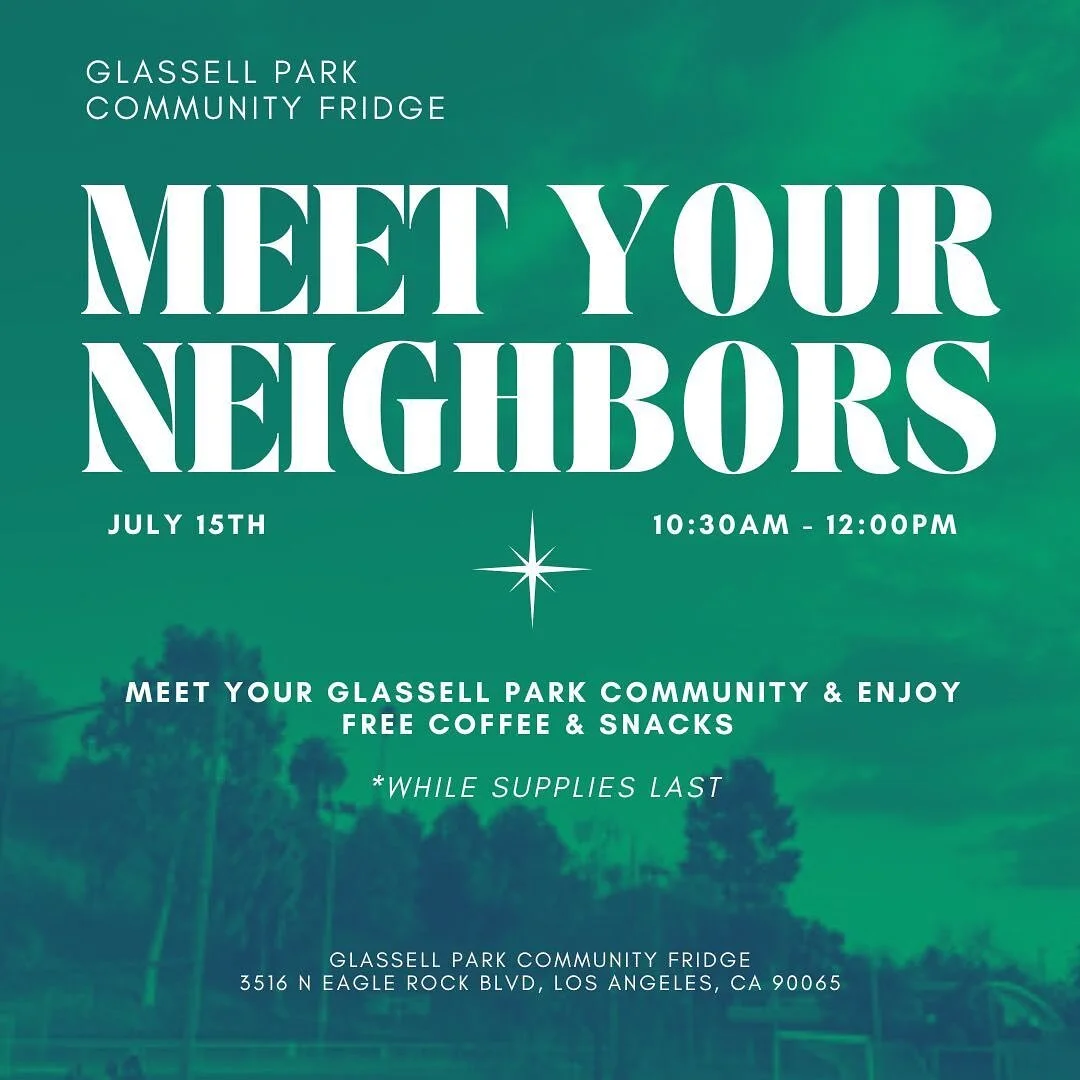 Meet your neighbors event happening july 15th at the fridge! Free snacks by @lemonpoppykitchen and coffee provided (while supplies last). Community is everything, come by and support! 💚 July 15 @ 10:30am-12pm 💚