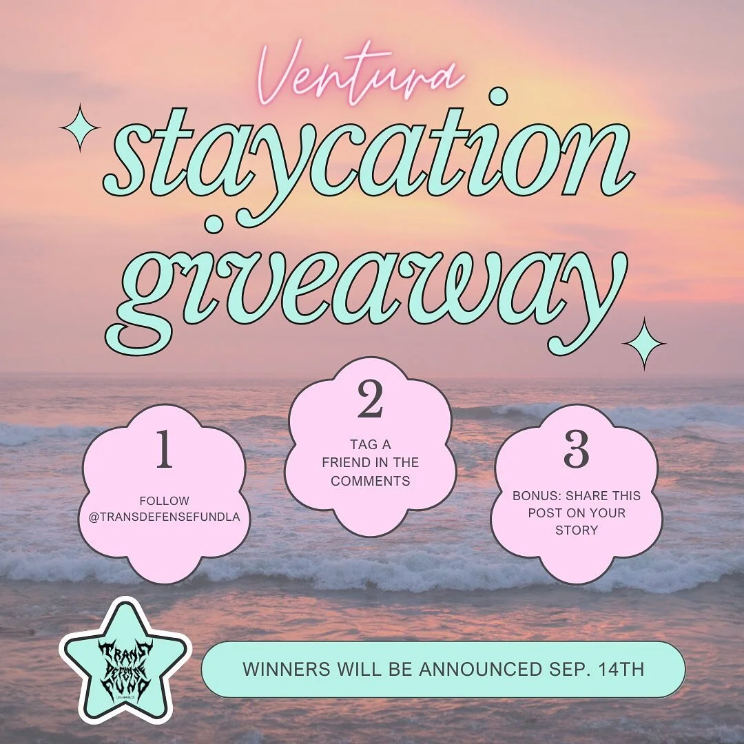 🏳️&zwj;⚧️ STAYCAY GIVEAWAY! 🏳️&zwj;⚧️
Get in betch, we&rsquo;re going to Ventura 🚙💨

1 winner will receive:

🐚 1 free facial by @mimiblairskincare 
🐚 1 free bottle of wine by @buddys_wine_ventura 
🐚1 free drink at @paddy.mcdermott 
🐚1 free ha