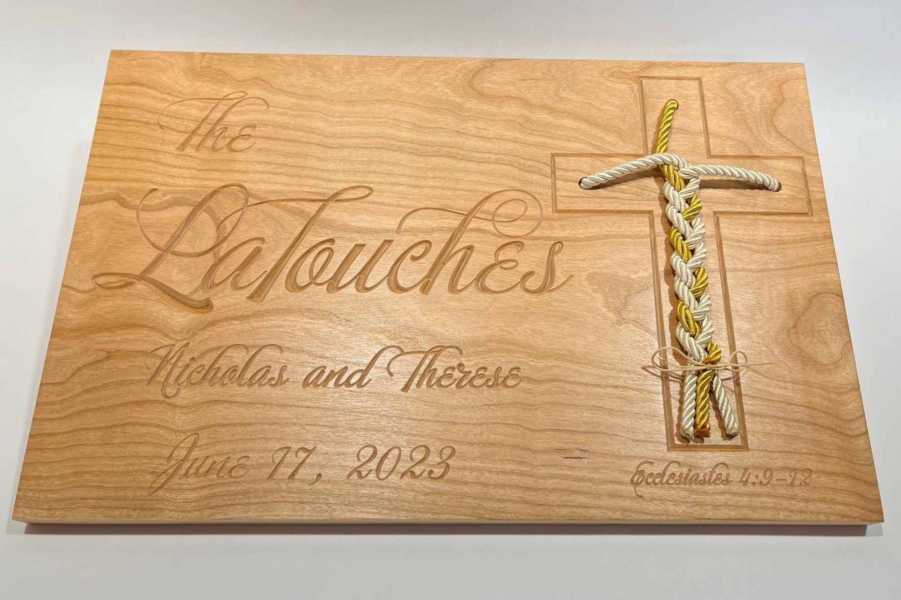11 x 17 Cherry Wedding Plaque (braided rope)