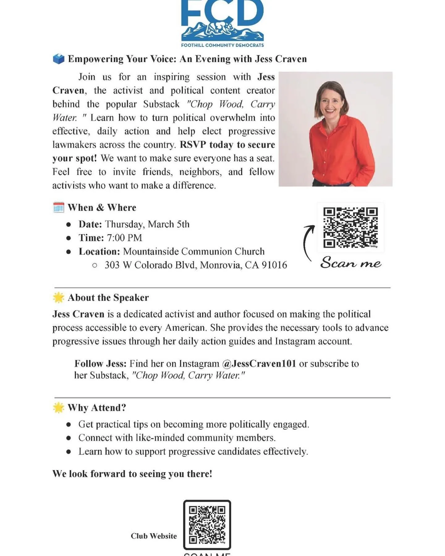 We&rsquo;re excited to be hosting Jess Craven ( @jesscraven101 ) Thursday night. See the post for details &amp; to reserve your seat. #jesscraven #people #resist #event