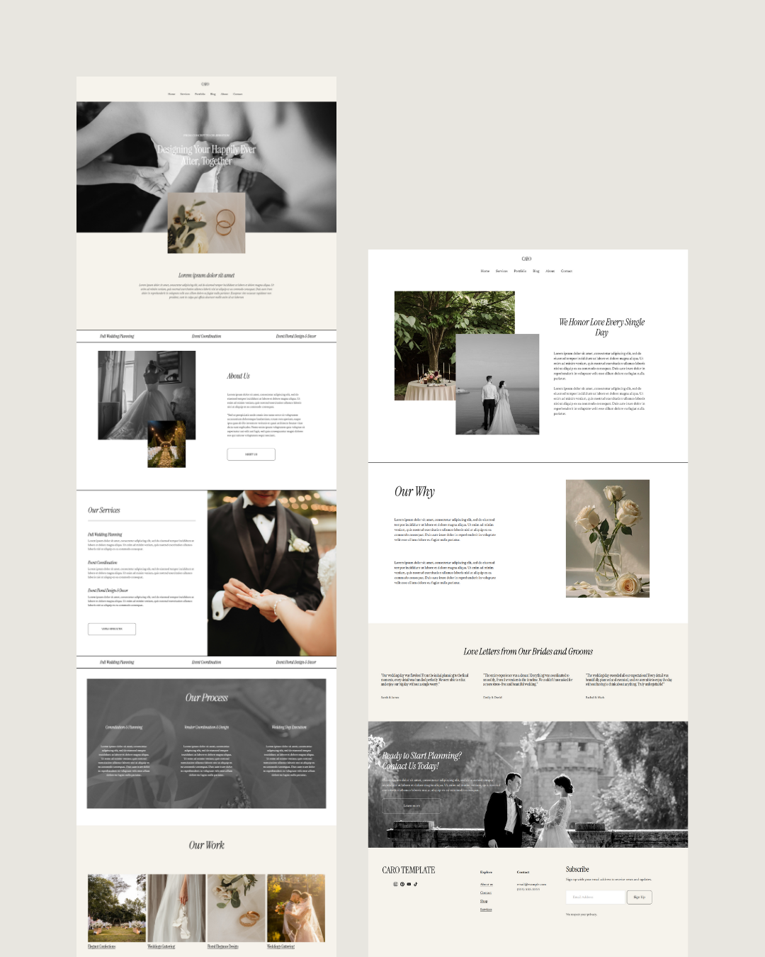 Modern Squarespace website template for wedding planners