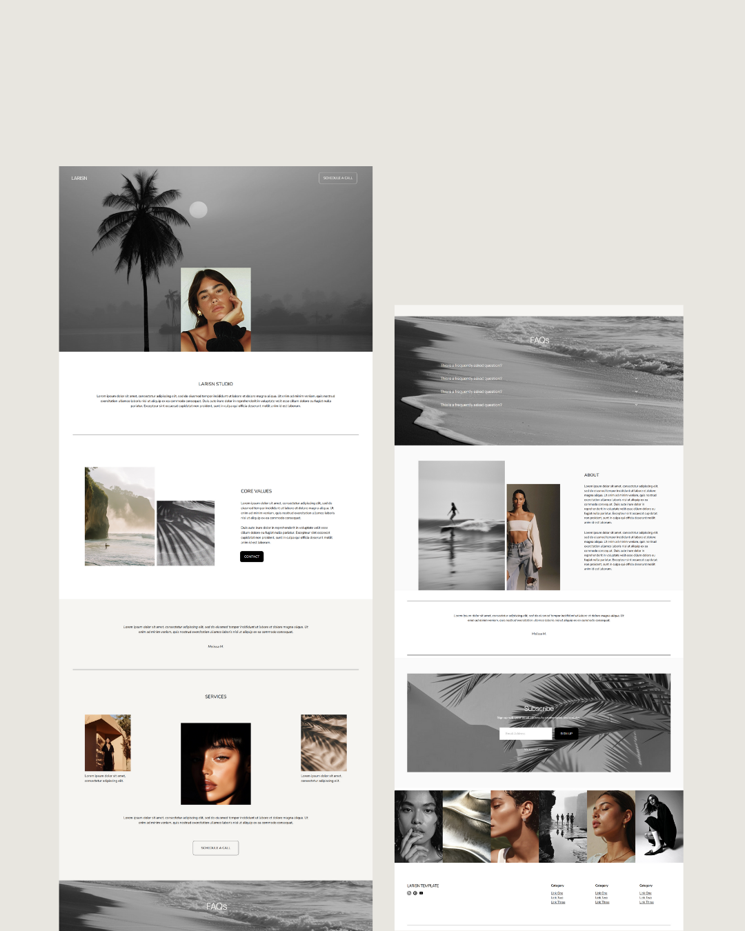 Feminine Squarespace one-page website template for women in business