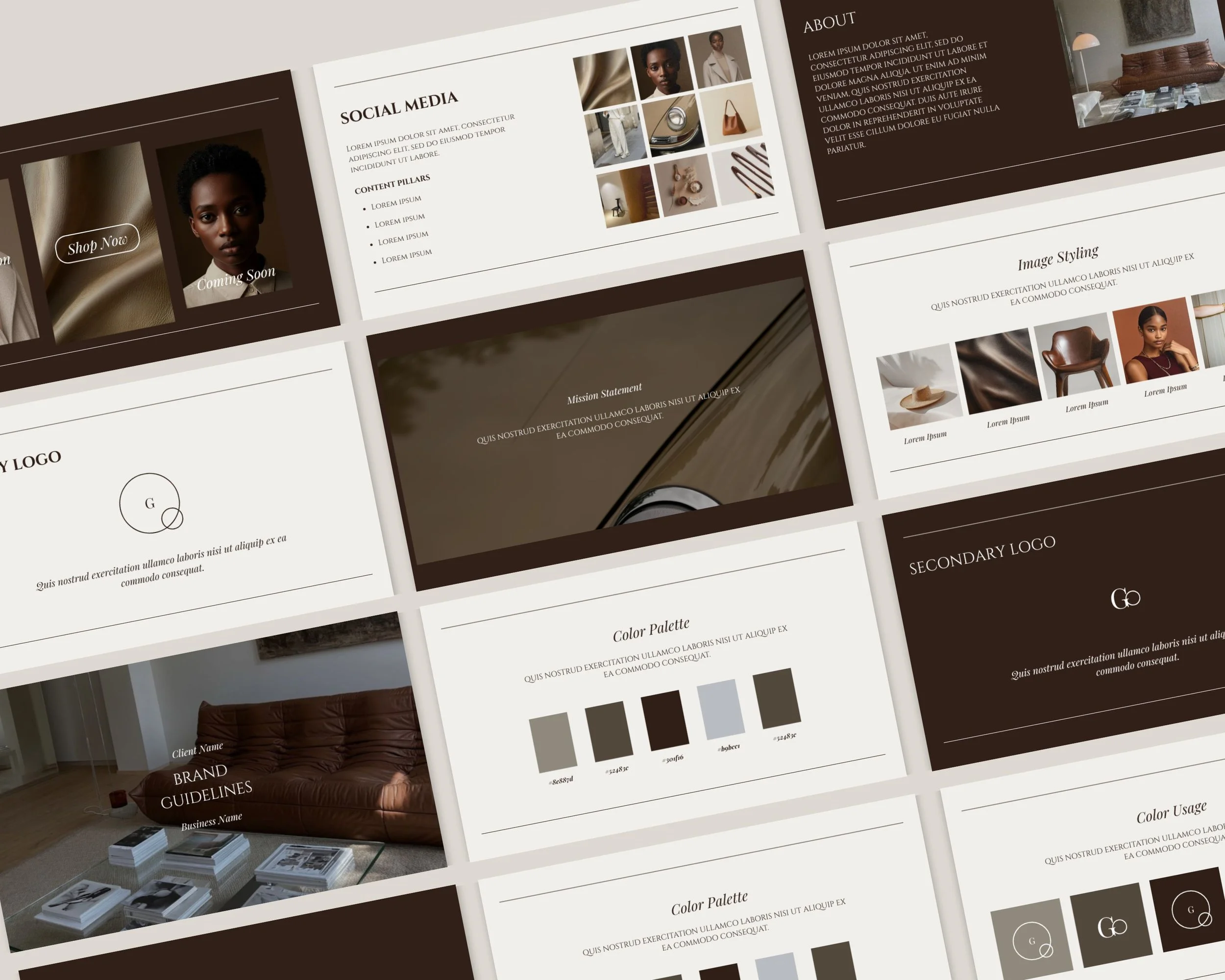 Glossi - Brand Guidelines Template - 20 Polished Canva Pages