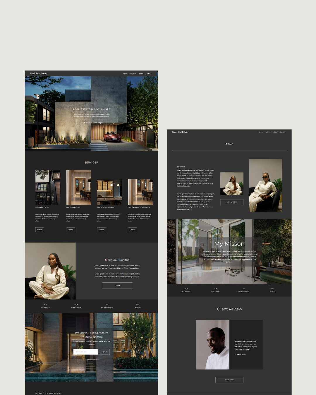 Modern Squarespace website template for female real estate agents and women in business