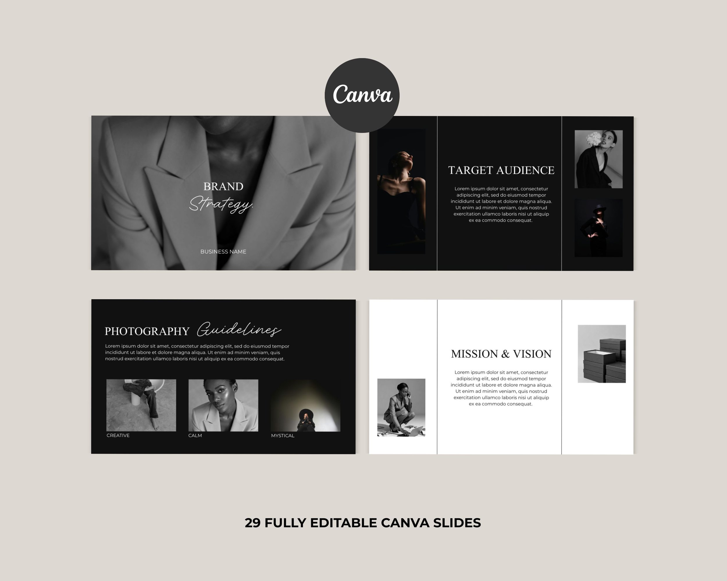 Elegant brand guidelines template for defining visual identity and branding