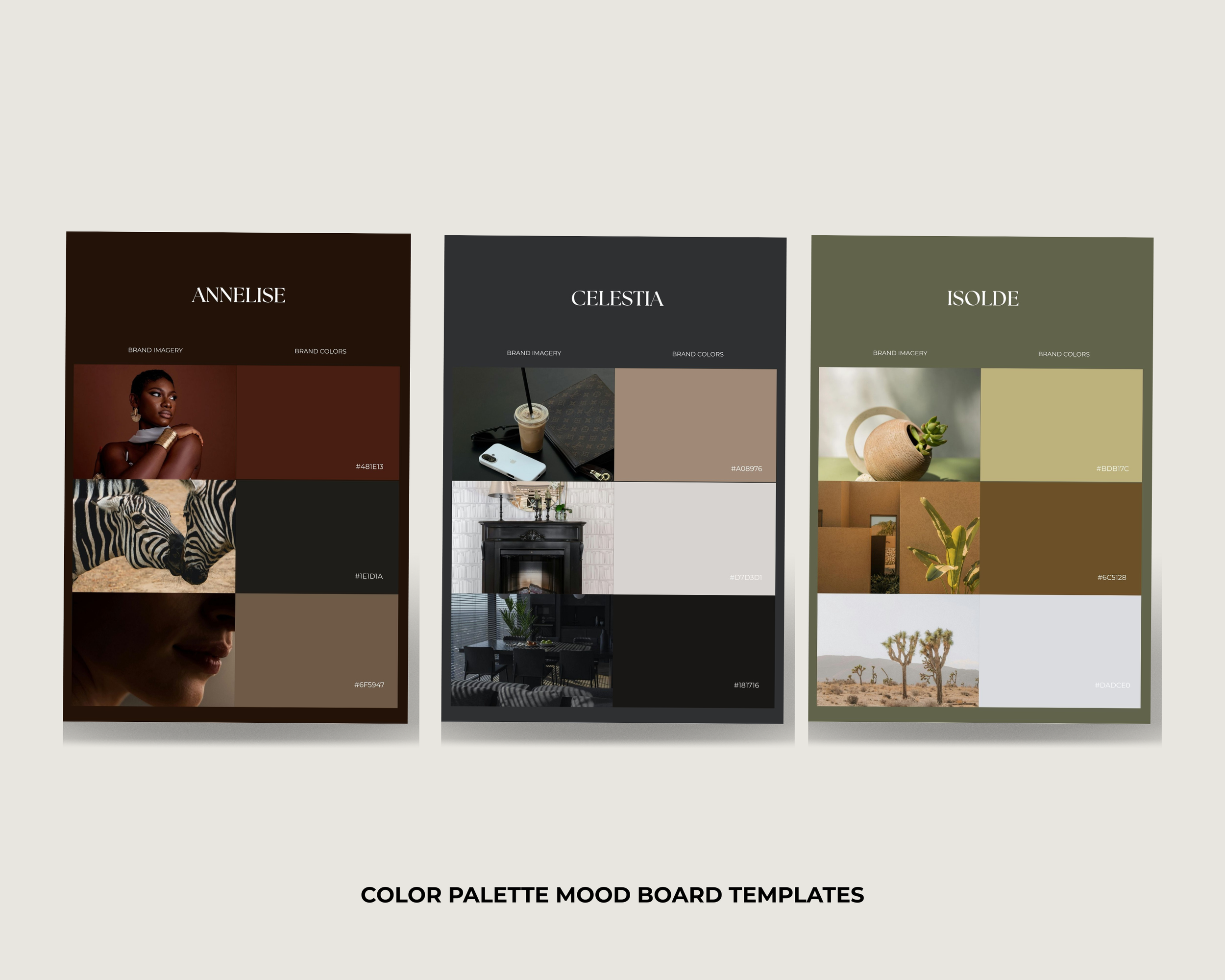 Elegant Color Palette Mood Boards – 14 Canva Branding Templates