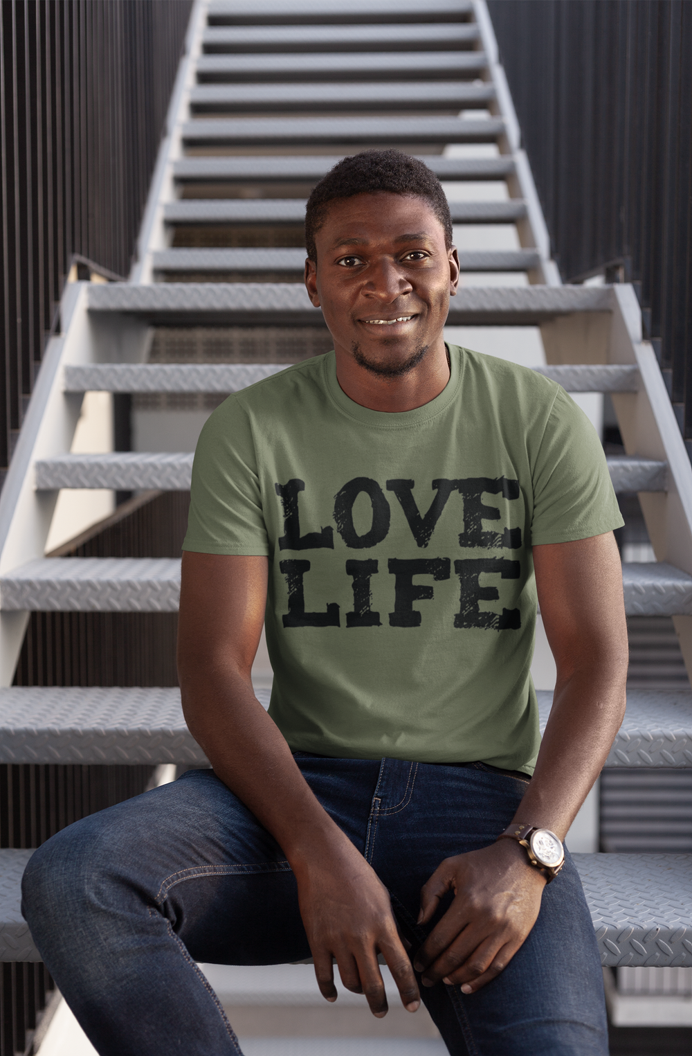 Love Life T-shirt - Army Green — Save One
