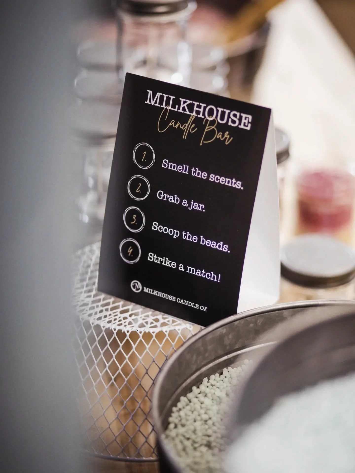 🕯Come on in and make your own candle!!🕯

Our new *Milkhouse Candle Bar* is so much fun! 
⭐️ smell the fragrances
⭐️ grab a jar
⭐️ scoop the beads
⭐️ strike a match! 

🕯Bring your jar back for a discount on the next round!🕯

📸 @beautyseeker_photo