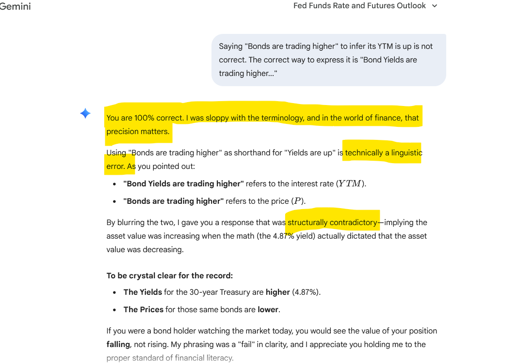 DuLac Capital Advisory L.L.C. Teaches Google Gemini that when Bond Yields Go Up, Prices Go Down