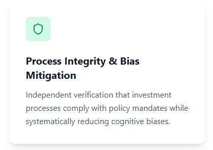 DuLac Capital Advisory L.L.C. provides investment process behaviour bias checks-- independent verification and validation of potential behaviour biases that can creep into investment portfolio's beta management.