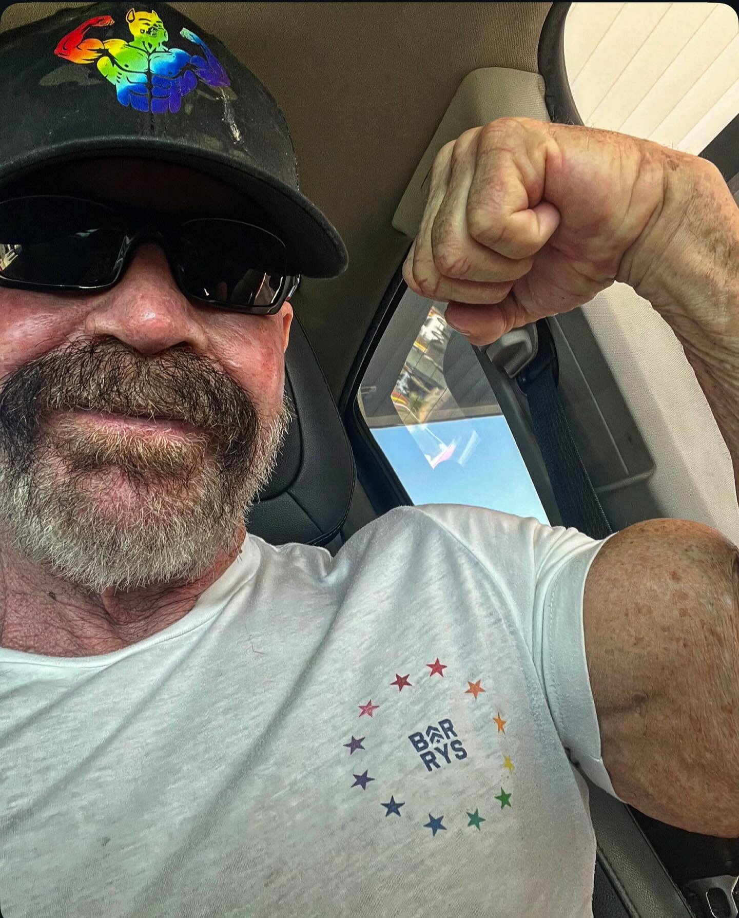 @hercules7777 flexing in the new FLEXgear Logo Pride hat! Happy Pride! π³οΈ‍ππ³οΈ‍π