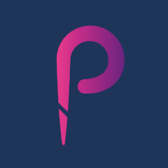 Logo of a purple and pink letter 'P' on a dark blue background.