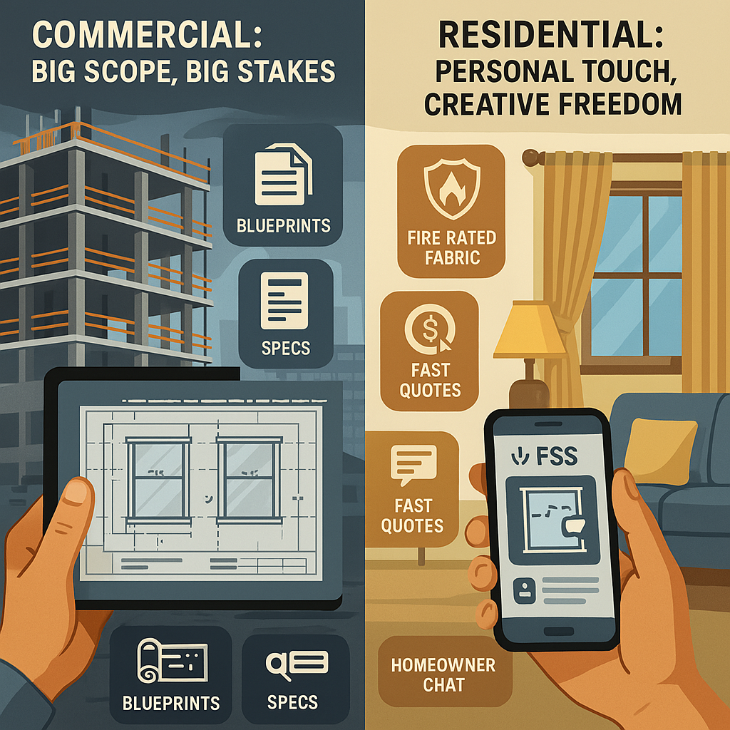 Window Treatment Takeoffs: Commercial vs. Residential – What's the Real Difference?