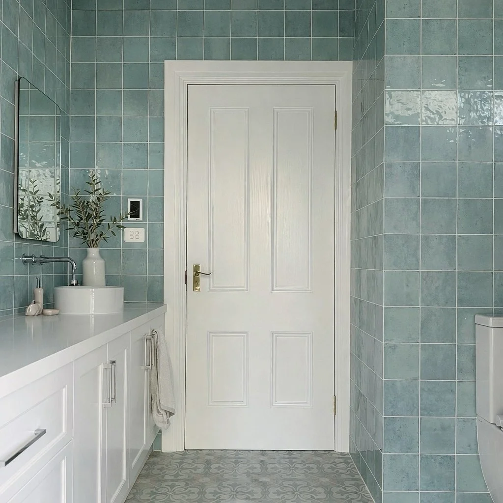 MacDonald River &mdash; 
Powder room, offering guests ample space and luxury finishes with a fresh and bright colour palette.