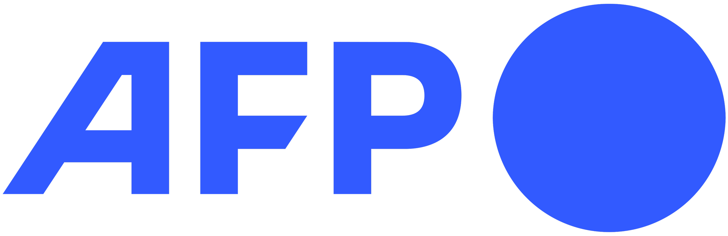 Agence France-Presse logo, with the acronym 'AFP' in bold blue letters and a large blue circle to the right.