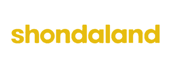 The word 'shondaland' in bold yellow letters on a black background.