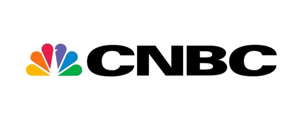 CNBC logo with a colorful peacock feather symbol and the letters 'CNBC' in black.