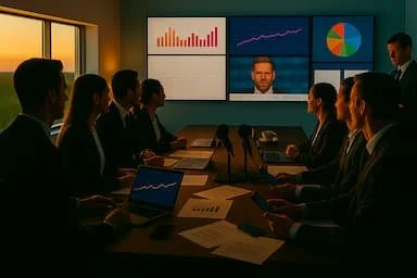 The boardroom during a media scandal can be intense, but Chase Global brings order to the chaos.
