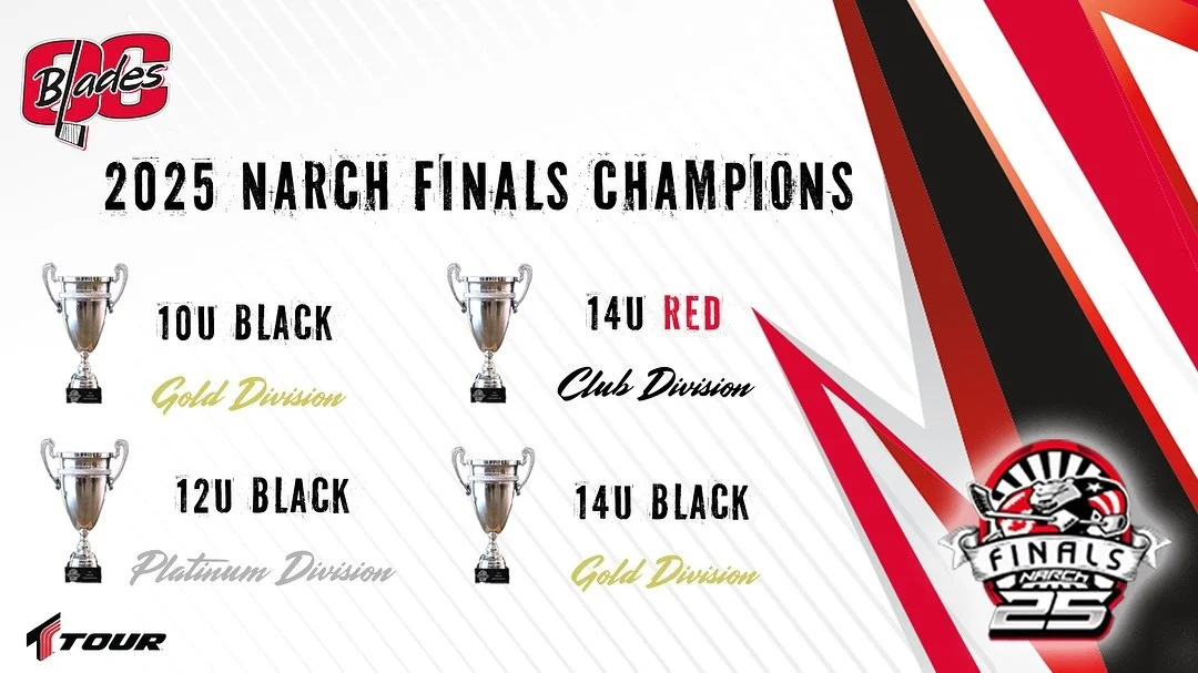 Championships don&rsquo;t come easy, but these teams made it happen. Congratulations to the following Tour OC Blades teams:

~ 10U Black
~ 12U Black
~ 14U Red
~ 14U Black