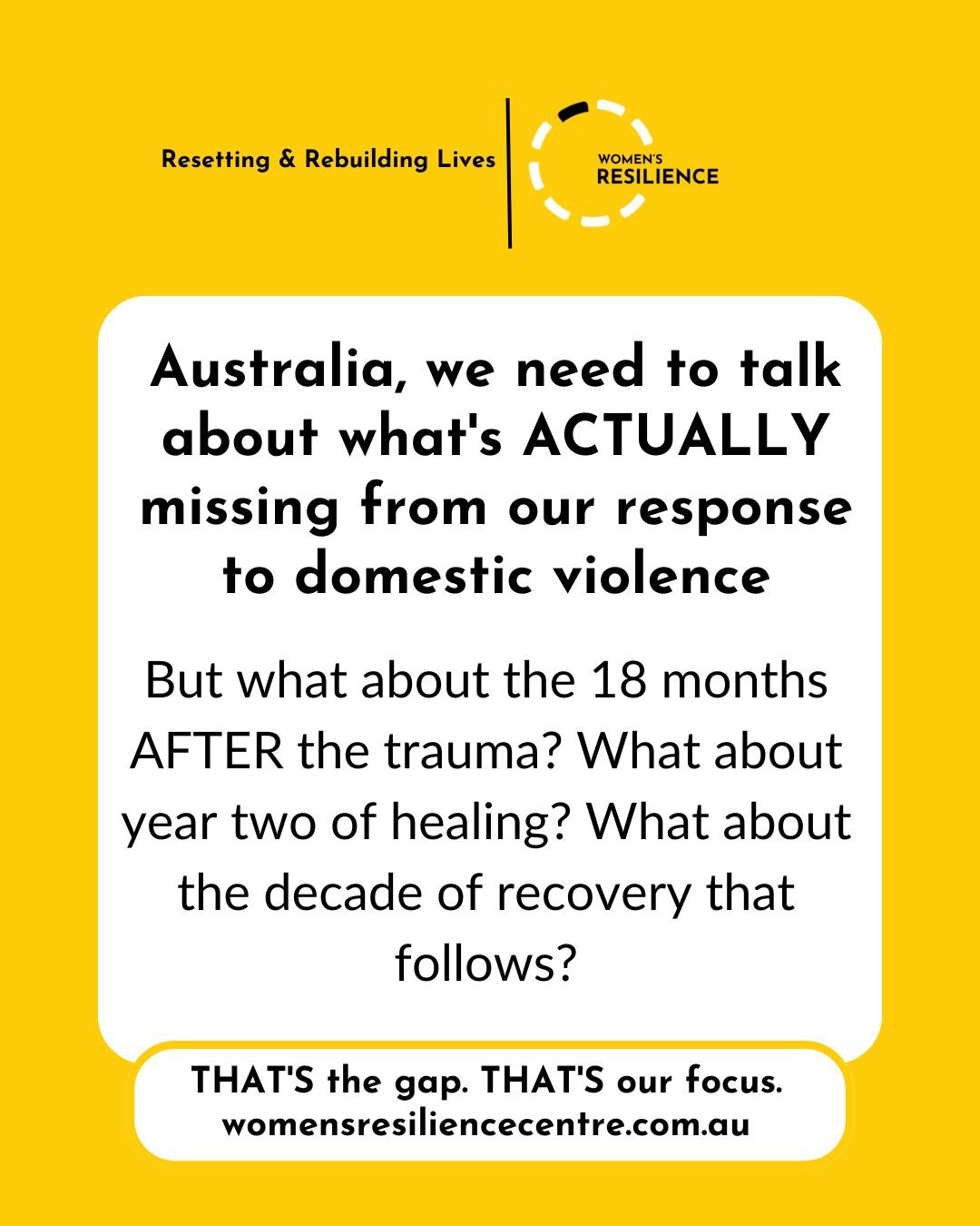 Crisis services, hotlines, shelters, and police reports form the essential foundation of support - providing critical safety and immediate protection.

We're Australia's national recovery service dedicated entirely to what comes next: building lives 