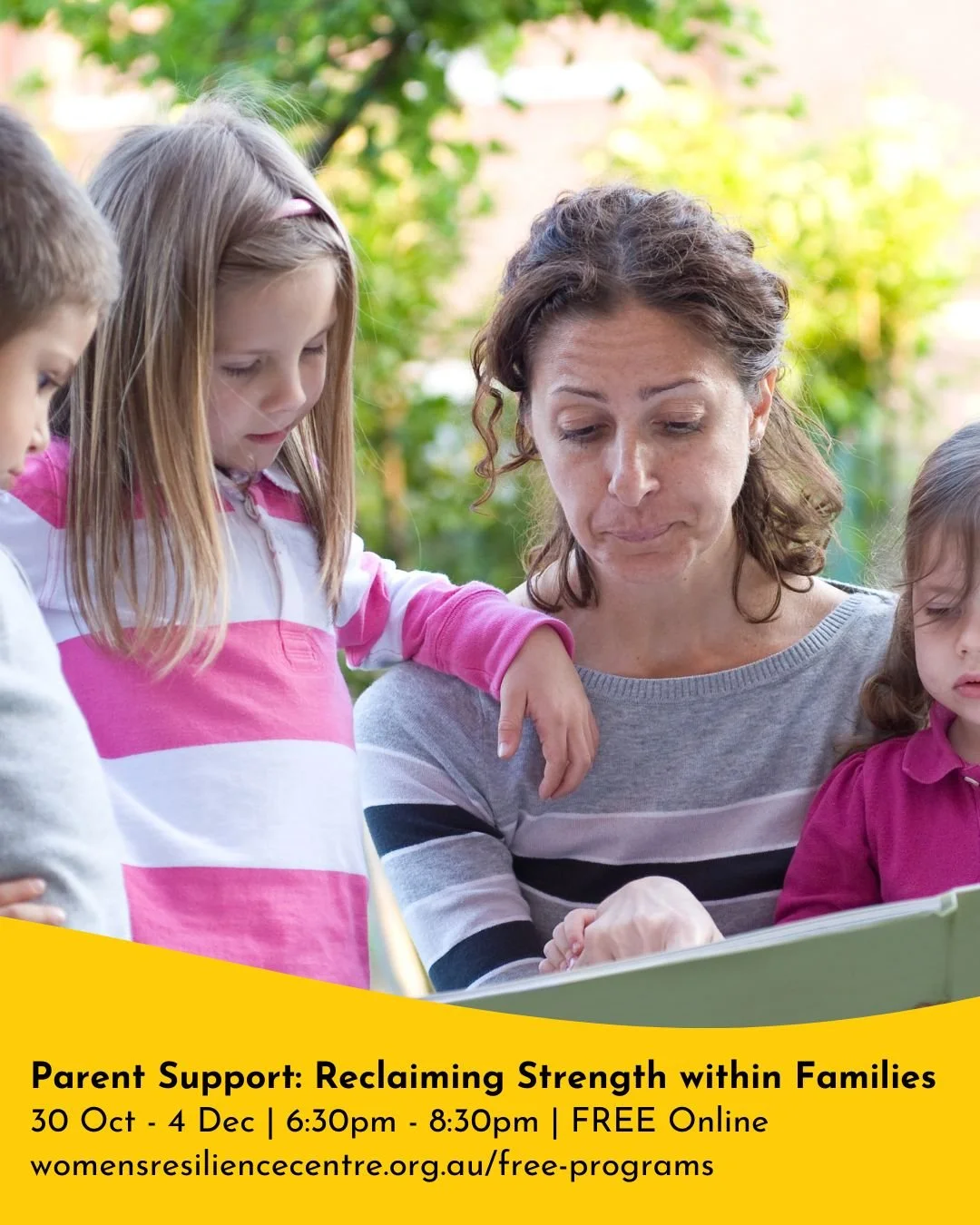 Rebuild your parenting confidence! Our FREE Parent Support program starts Thursday, 30 October.

This 6-week online program, &quot;Reclaiming Strength Within Families,&quot; is designed specifically for women navigating parenthood after trauma or maj