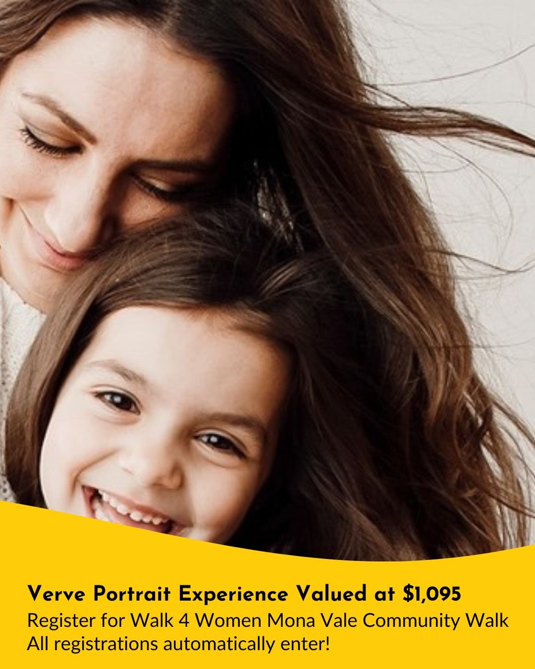 Want to win a luxury Verve Portrait Experience worth $1,095?

Just register for our Walk 4 Women - Mona Vale Community Walk on International Women's Day and you're automatically in the draw!

PLUS you'll enjoy:
- Beautiful coastal walk with your comm