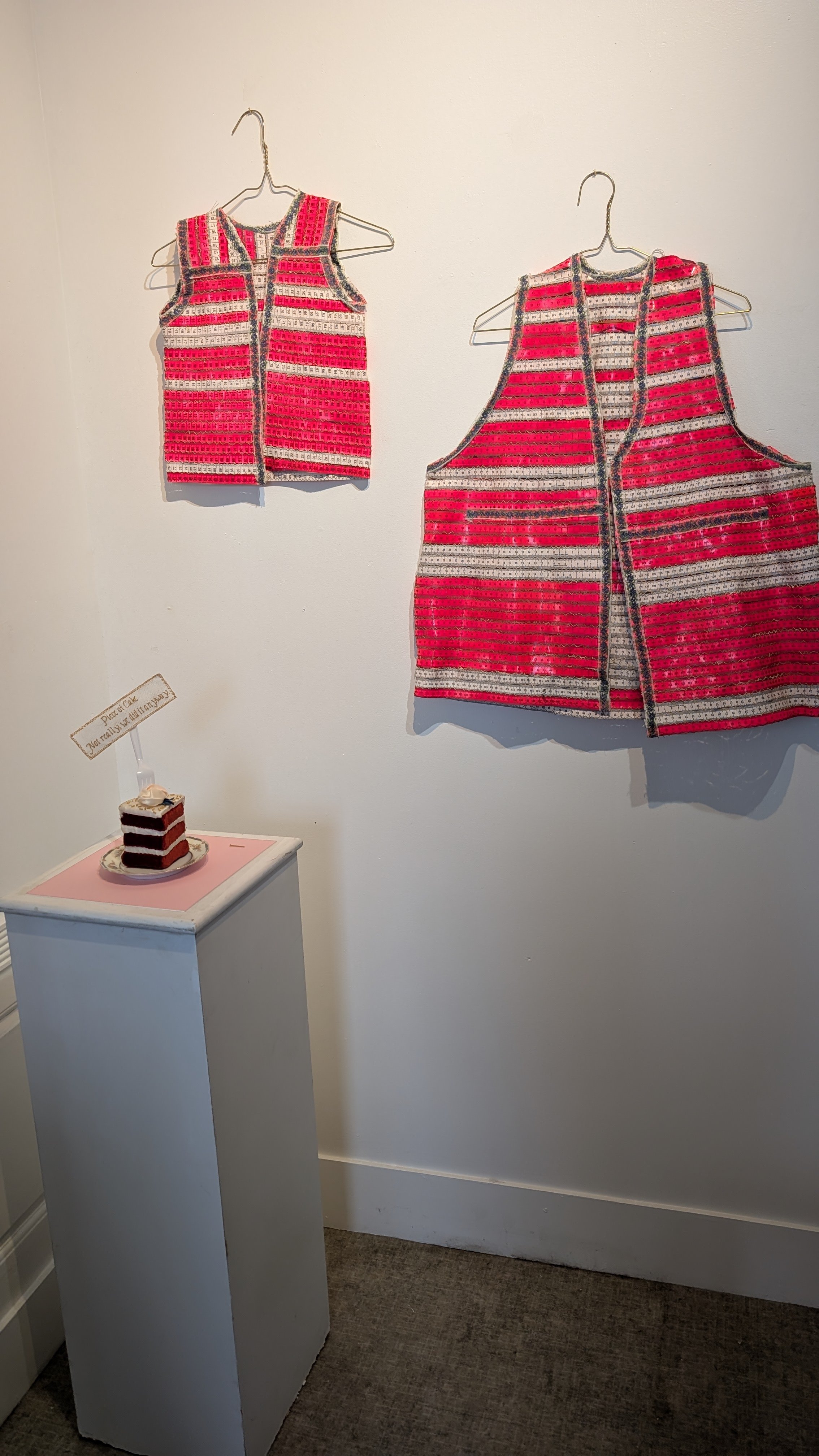 "Piece of Cake" by Ellen Levy and "DIET VESTS" by Helen Zajkowski