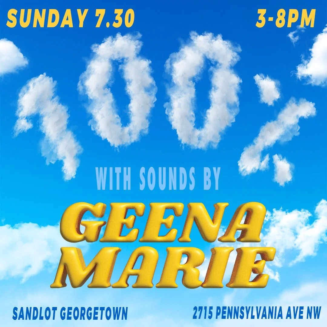 Flyer artwork for monthly party "100%" at Sandlot DC.