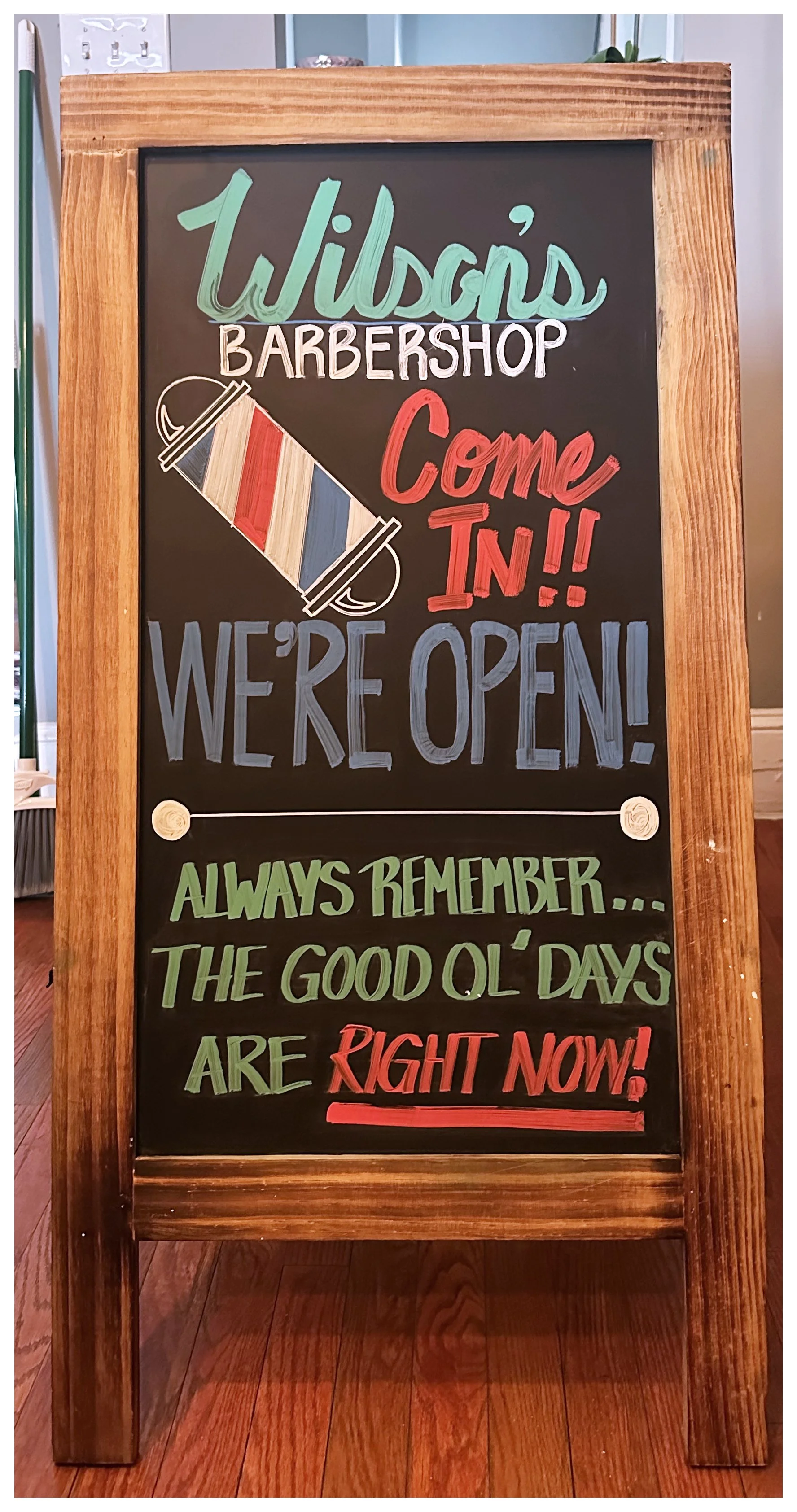Commissioned hand drawn signage for DC barbershop Wilson's on 18th.