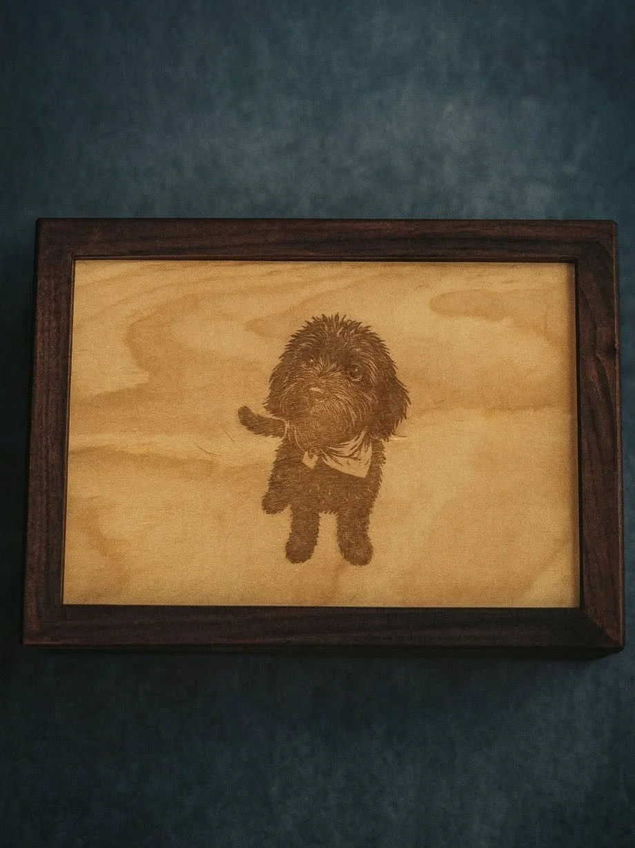 A memory box for our sweet boy, Max - his leash, collar and paw print will be cherished within forever.