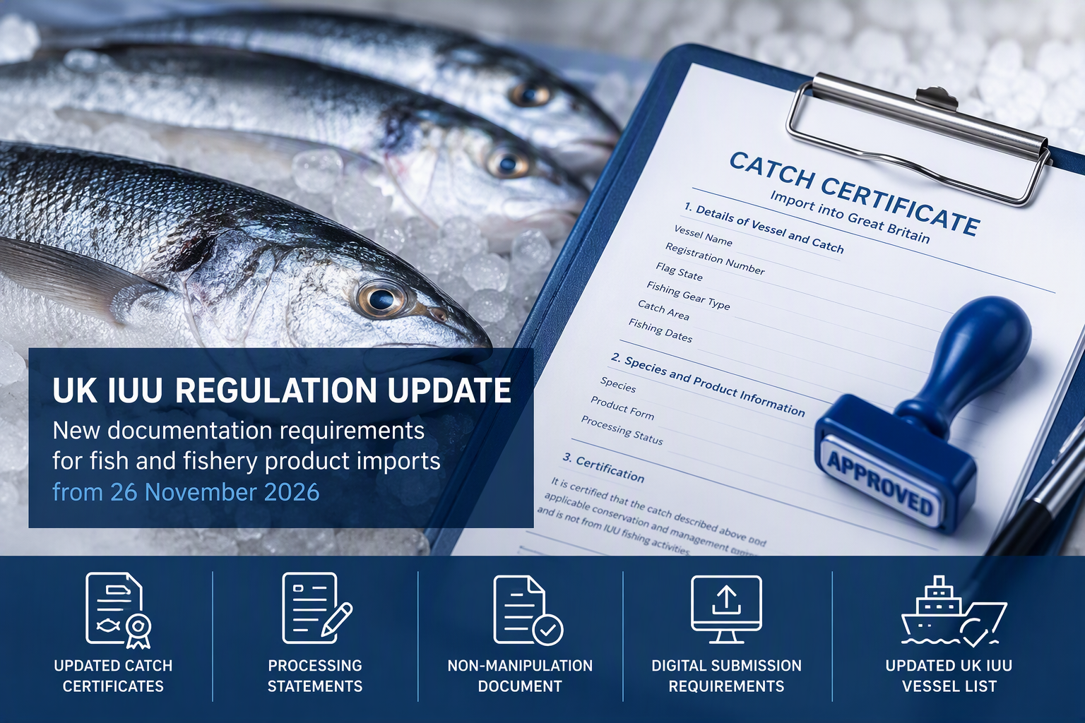 Les modifications apportées à la réglementation britannique sur la pêche illicite, non déclarée et non réglementée (INN) introduisent de nouvelles exigences en matière de documentation pour les importations de poissons et de produits de la pêche