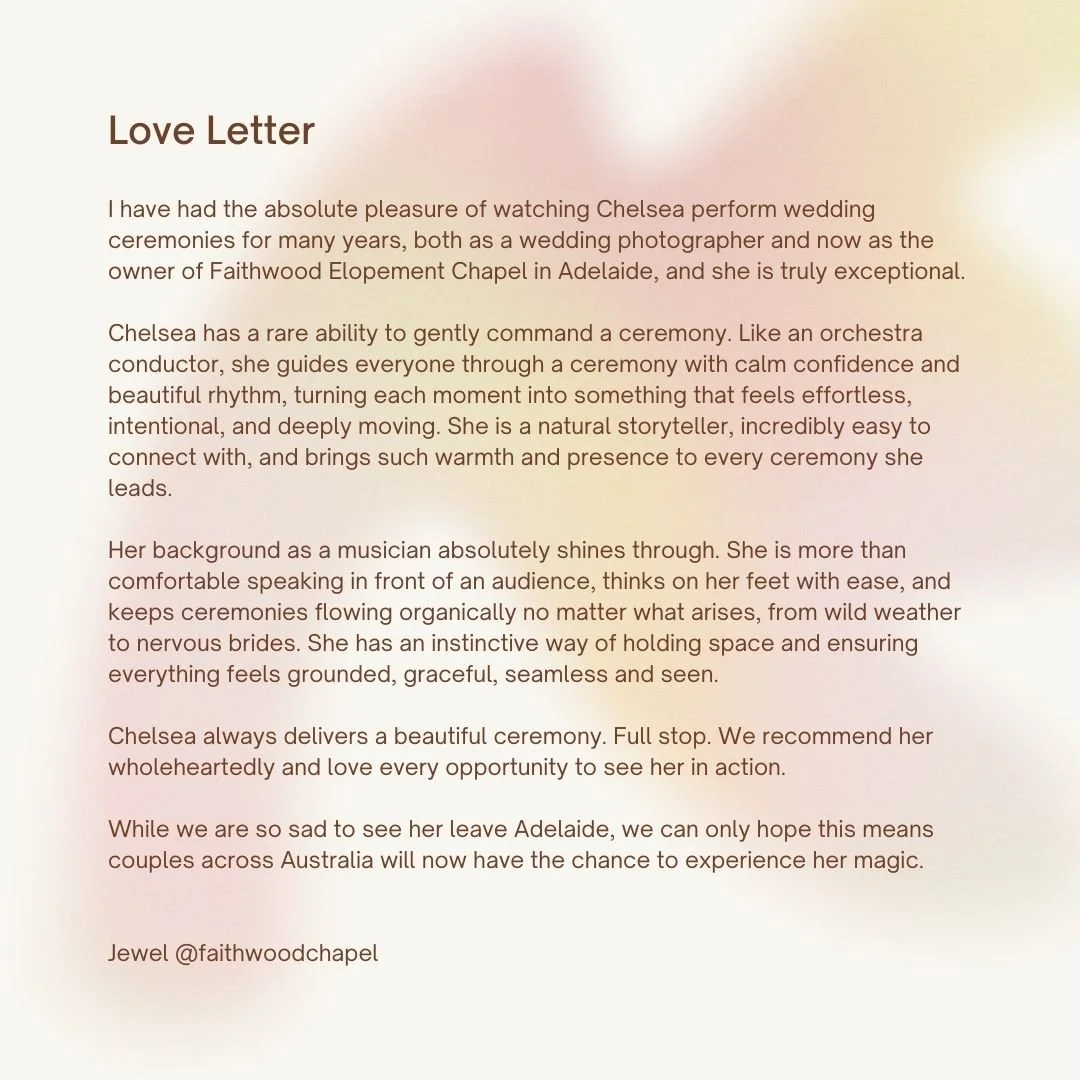 Receiving kind words from my couples and wedding vendors like the amazing Jewel from @faithwoodchapel  means more than you'll ever know 💕