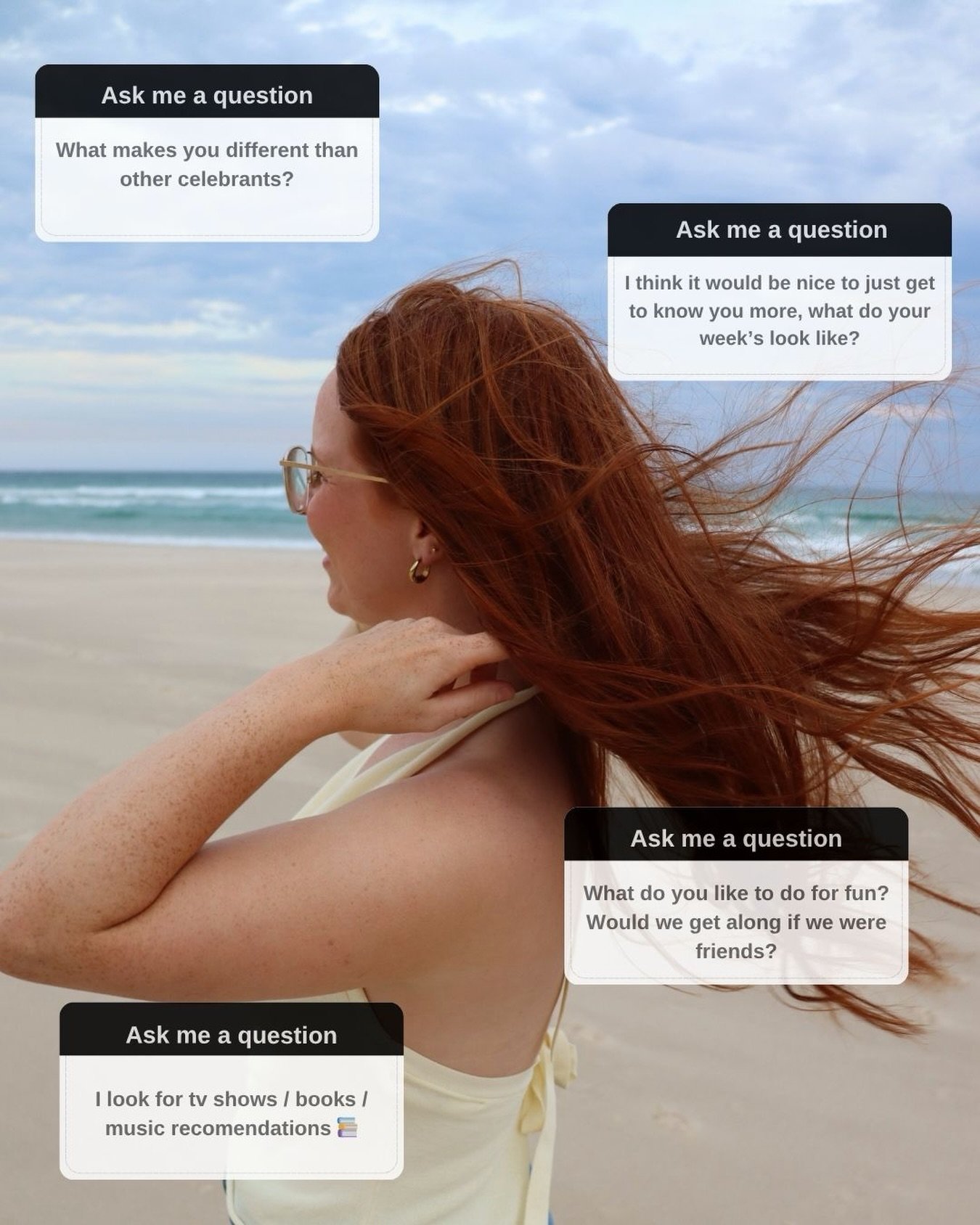 A couple of weeks ago I asked you what you wanted to know about me before you booked me as your celebrant - here&rsquo;s what you said. 

More sharing is coming your way 🤗