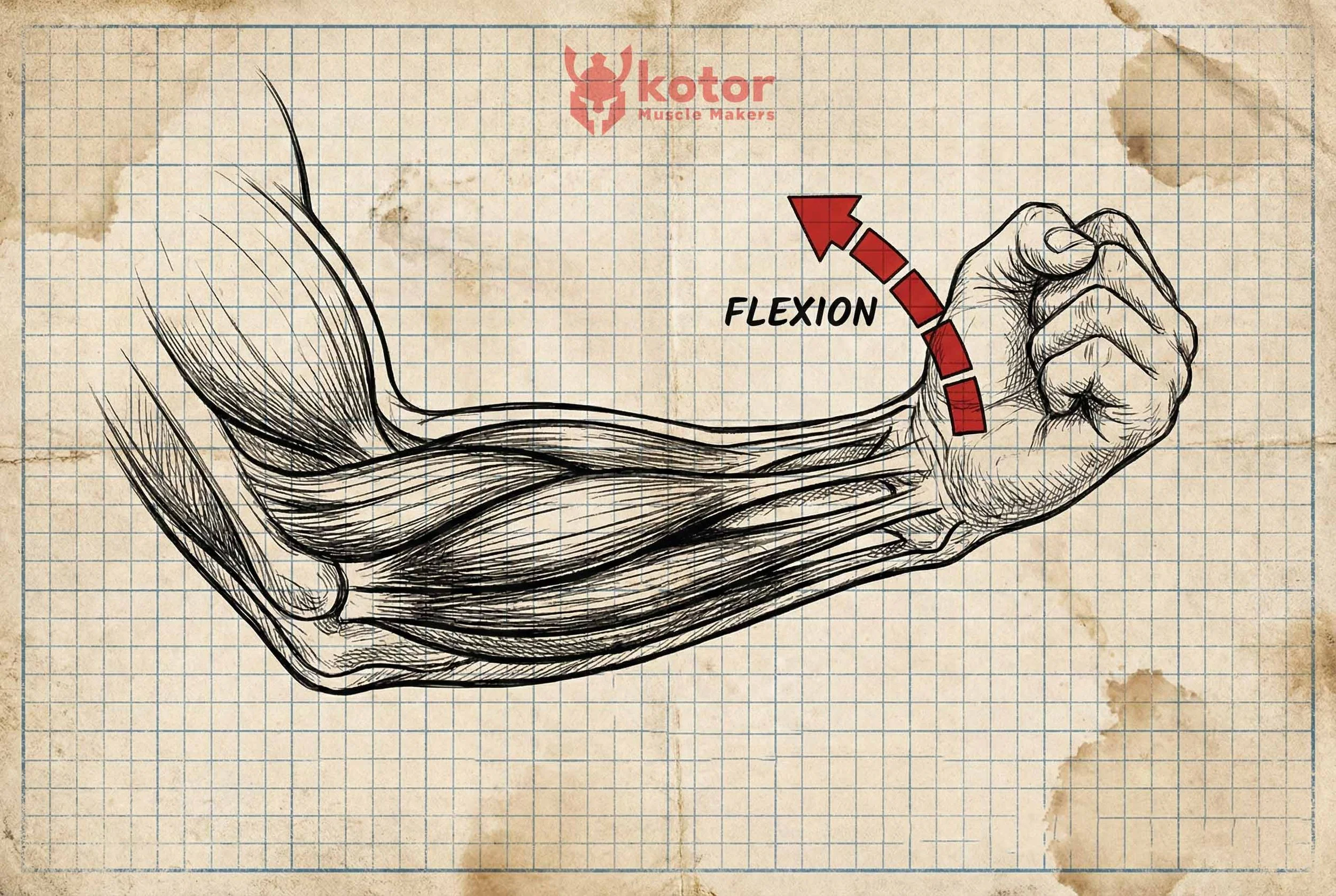 Flessione del polso. Grafica stilizzata.