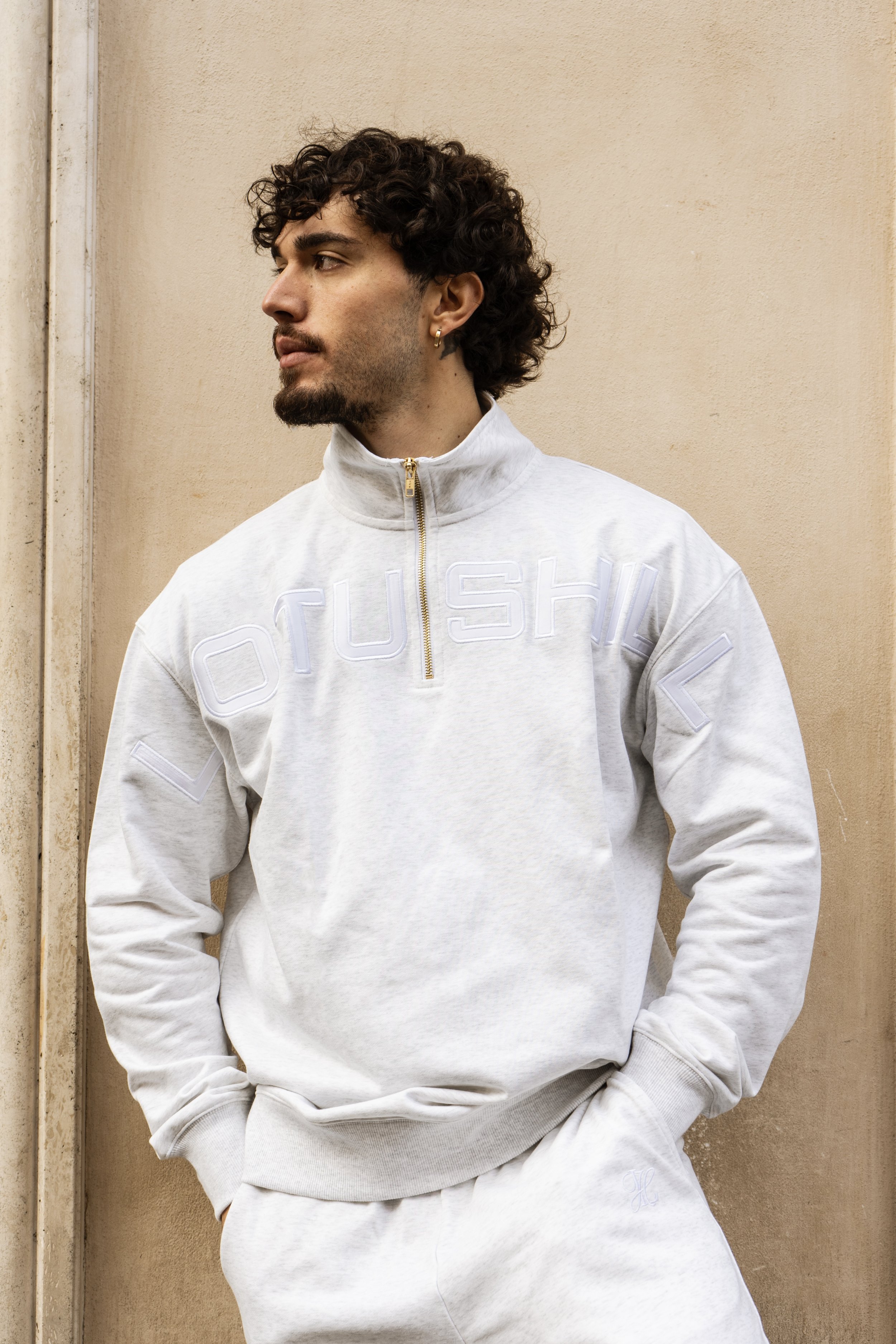 MONOCHROME GREY QUARTER ZIP JUMPER