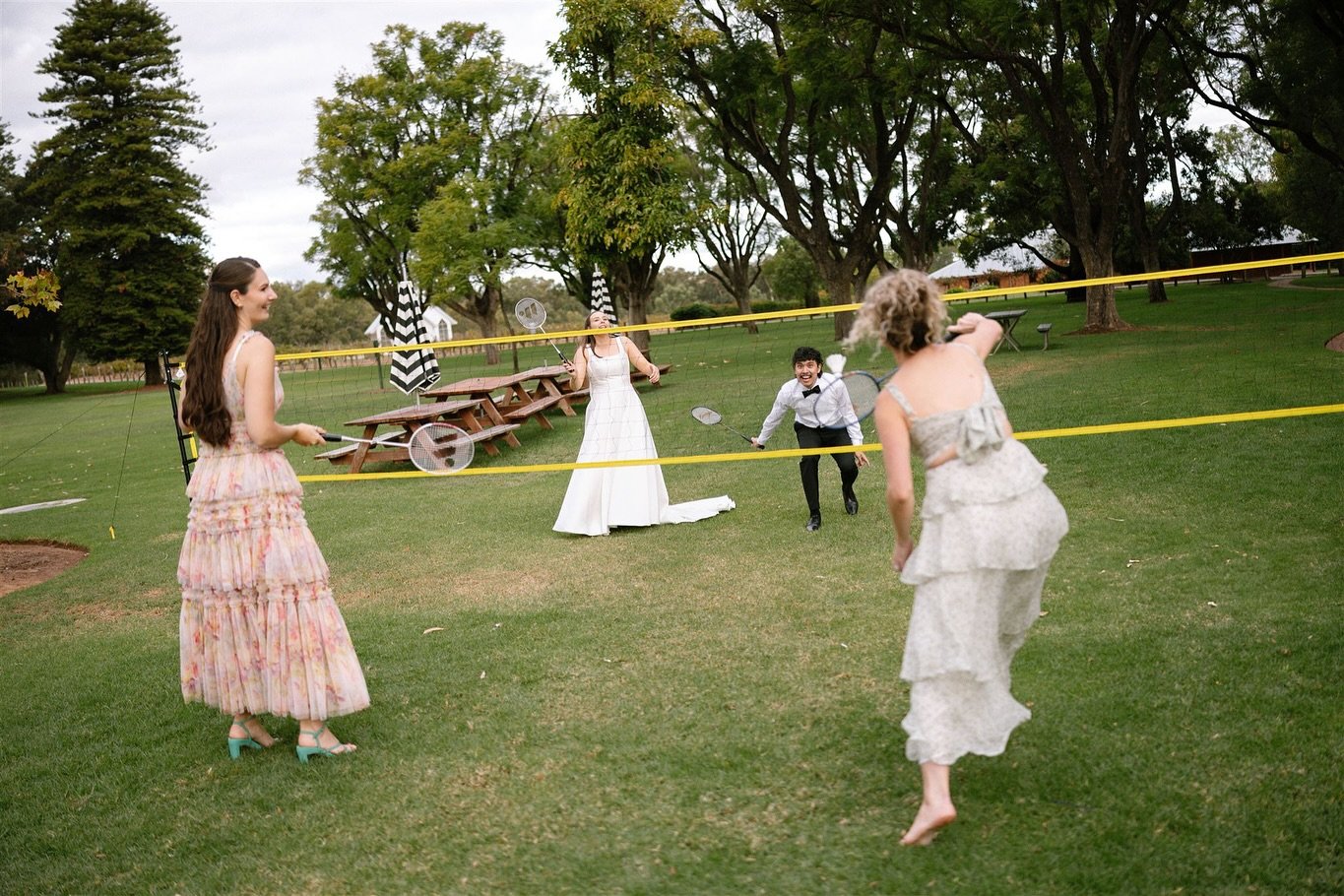 Core memory unlocked 💥

Playing a cheeky game of badminton during cocktail hour with absolute legends - 2 sisters - and yep, I&rsquo;ve had the honour of marrying them BOTH! 🥹
Can. Not. Deal. 🏸💍👯&zwj;♀️ 

Best. Job. Ever. Like seriously&hellip; 