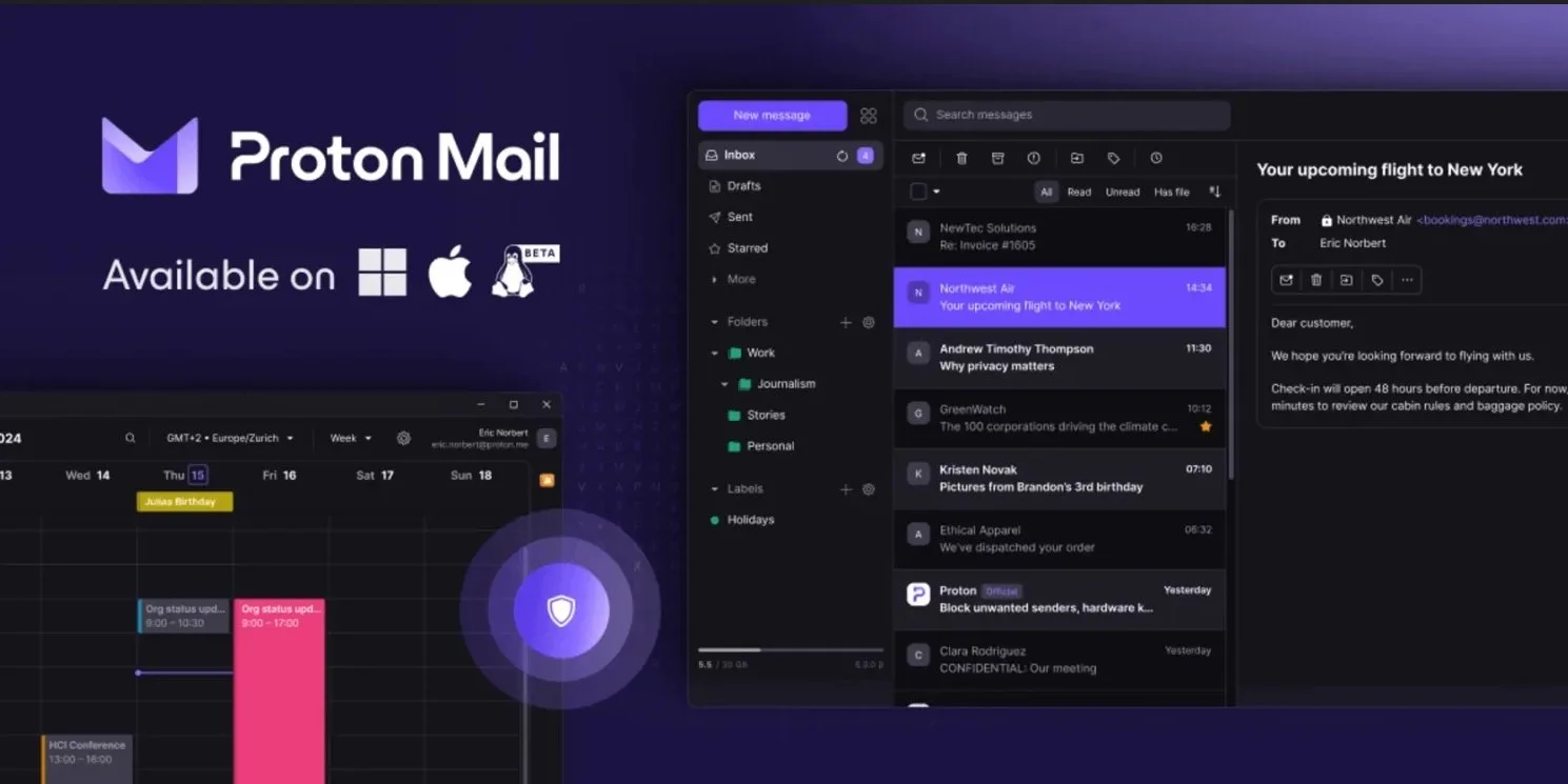 protonmail features showcased on all platforms, from windows to mac and linux