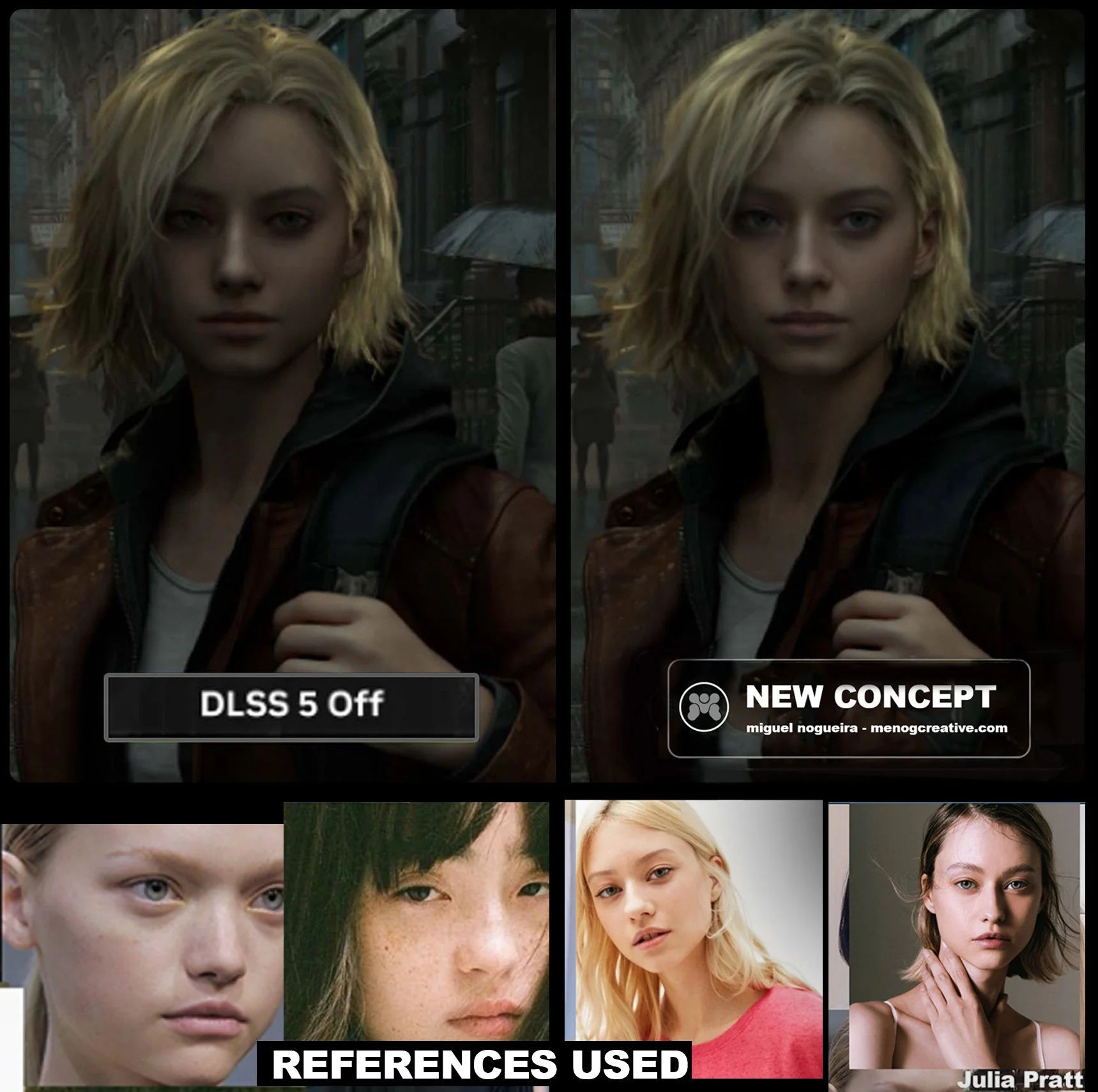 grace ashcroft and her original reference, used by Miguel Nogueira to concept art an improvement