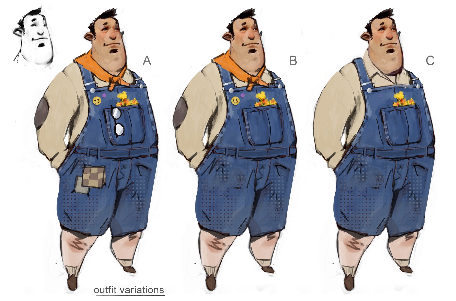 refined outfit variations of our gentle giant character design