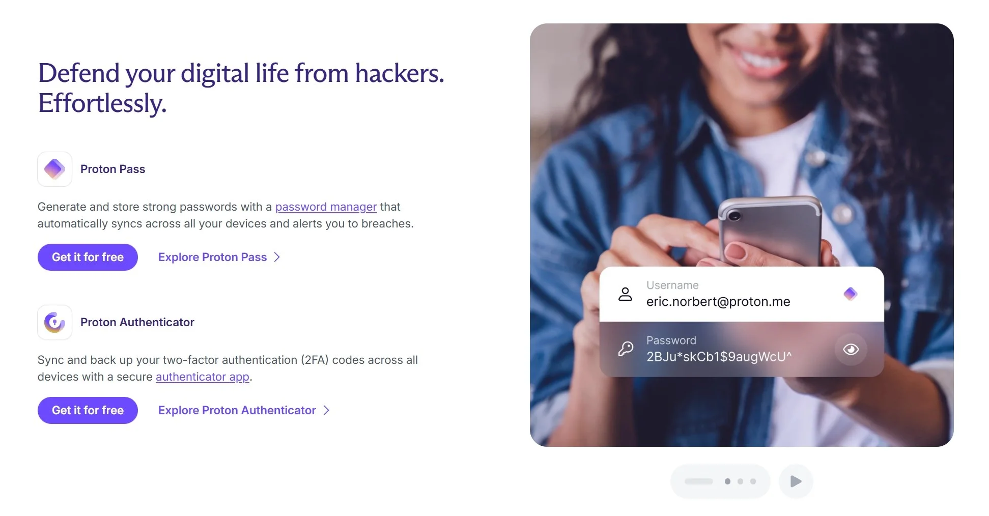 a UI design showcase of someone using protonmail and signup links