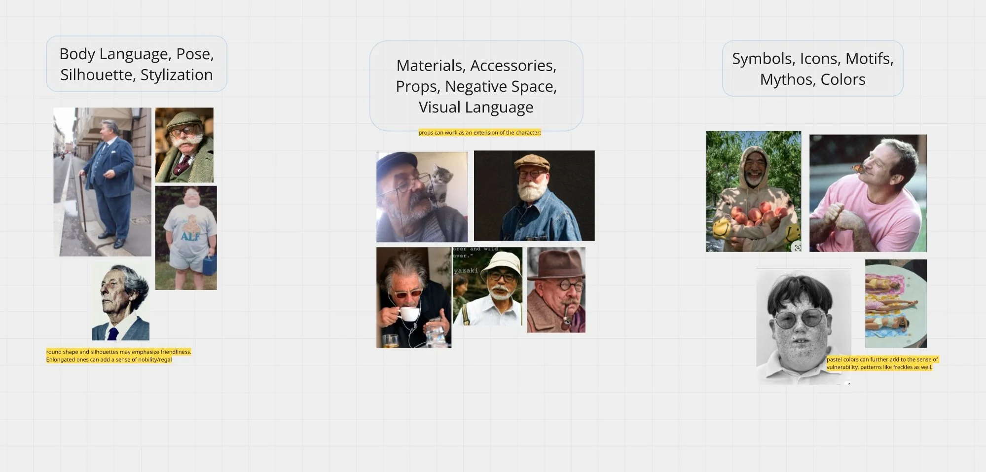 references for our gentle giant character, showcasing a array of emotions through visuals