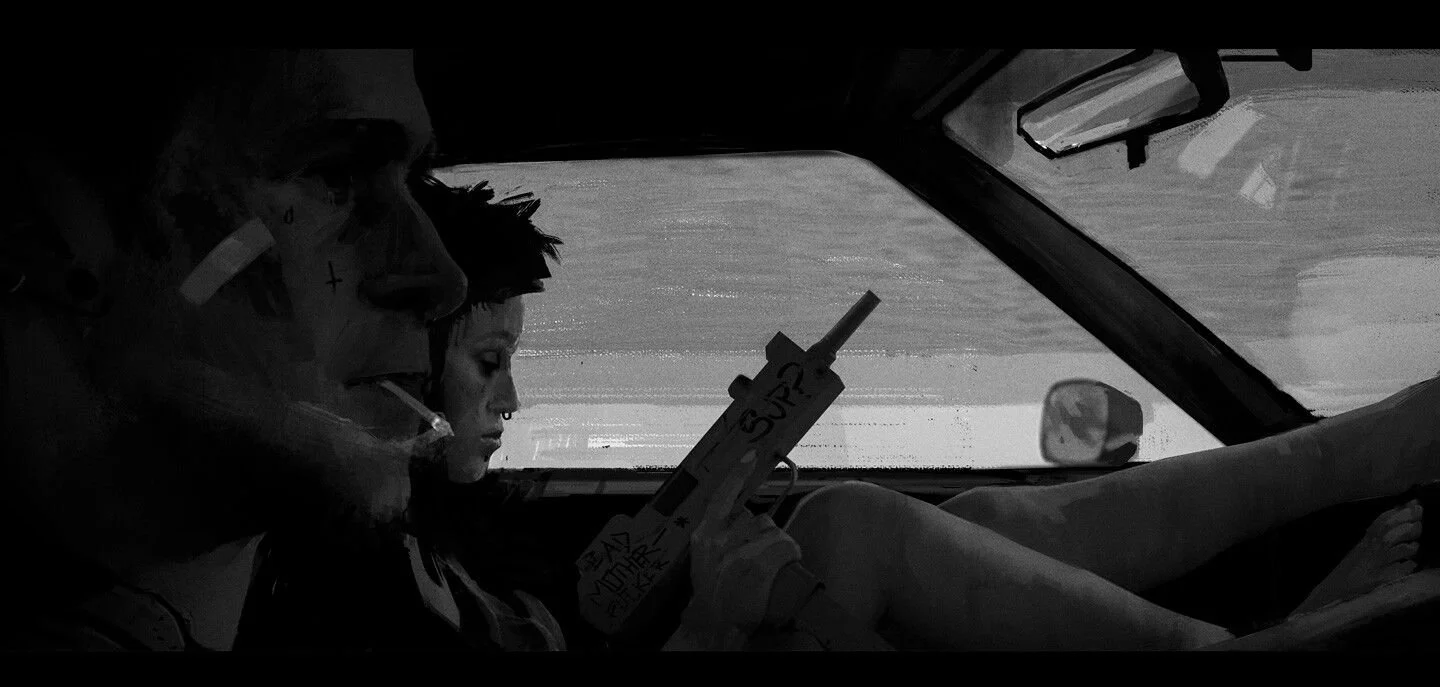 car chase concept art