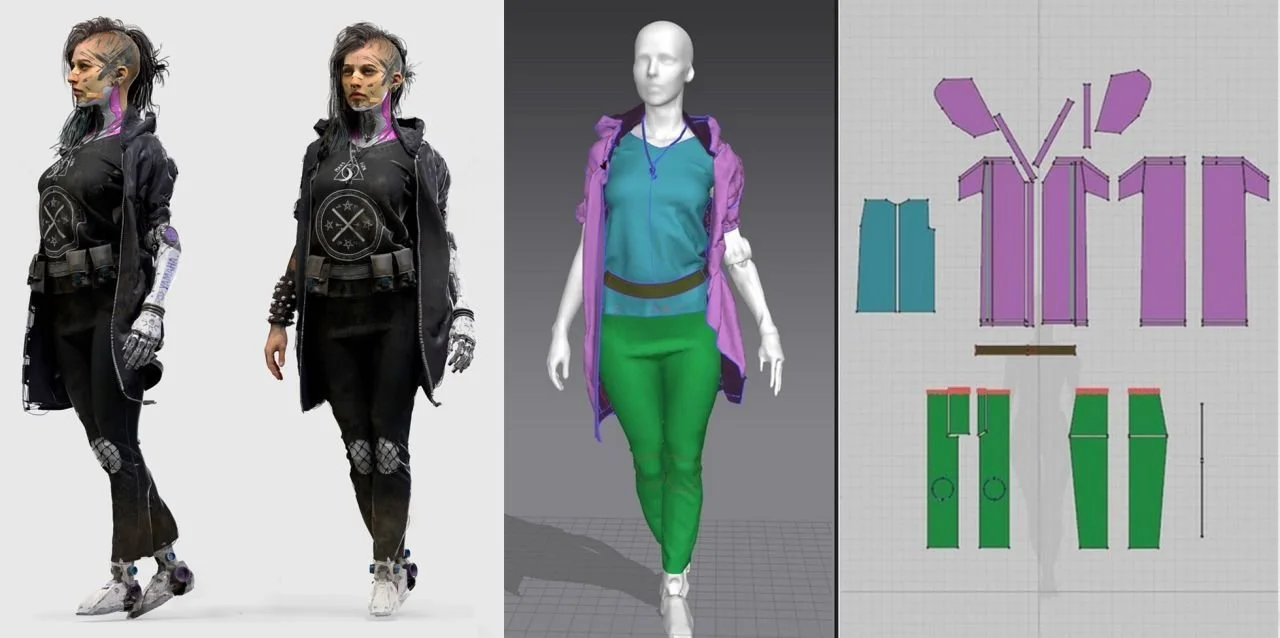 turn around of sci-fi character, with realistic costume design