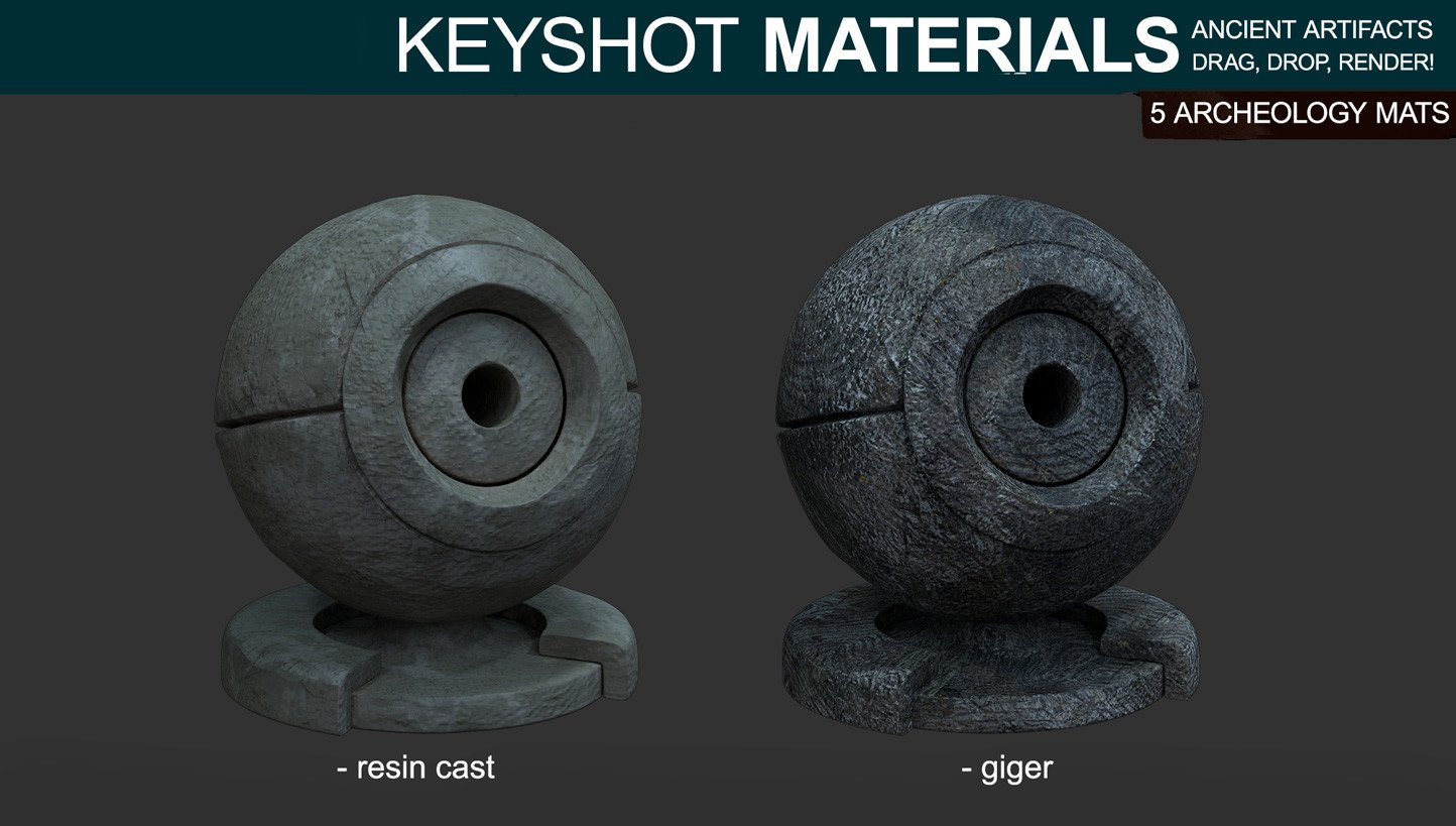 two keyshot materials seen from up close