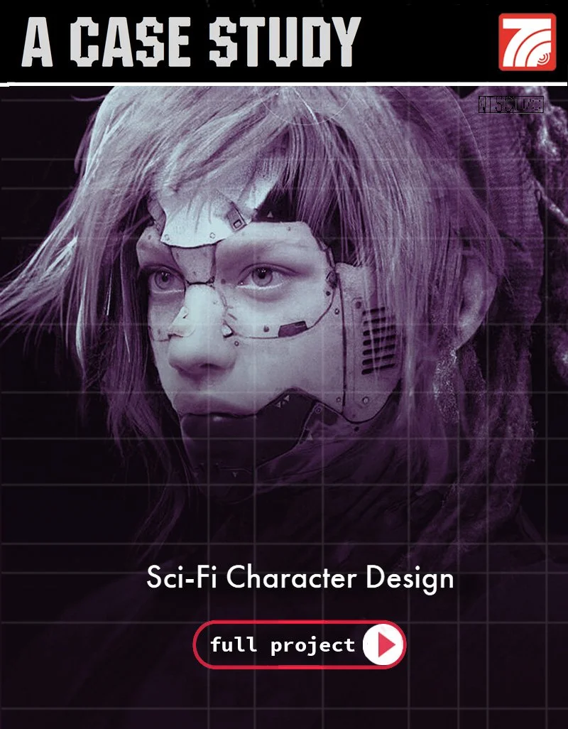 concept cover overlay for scifi character design case study