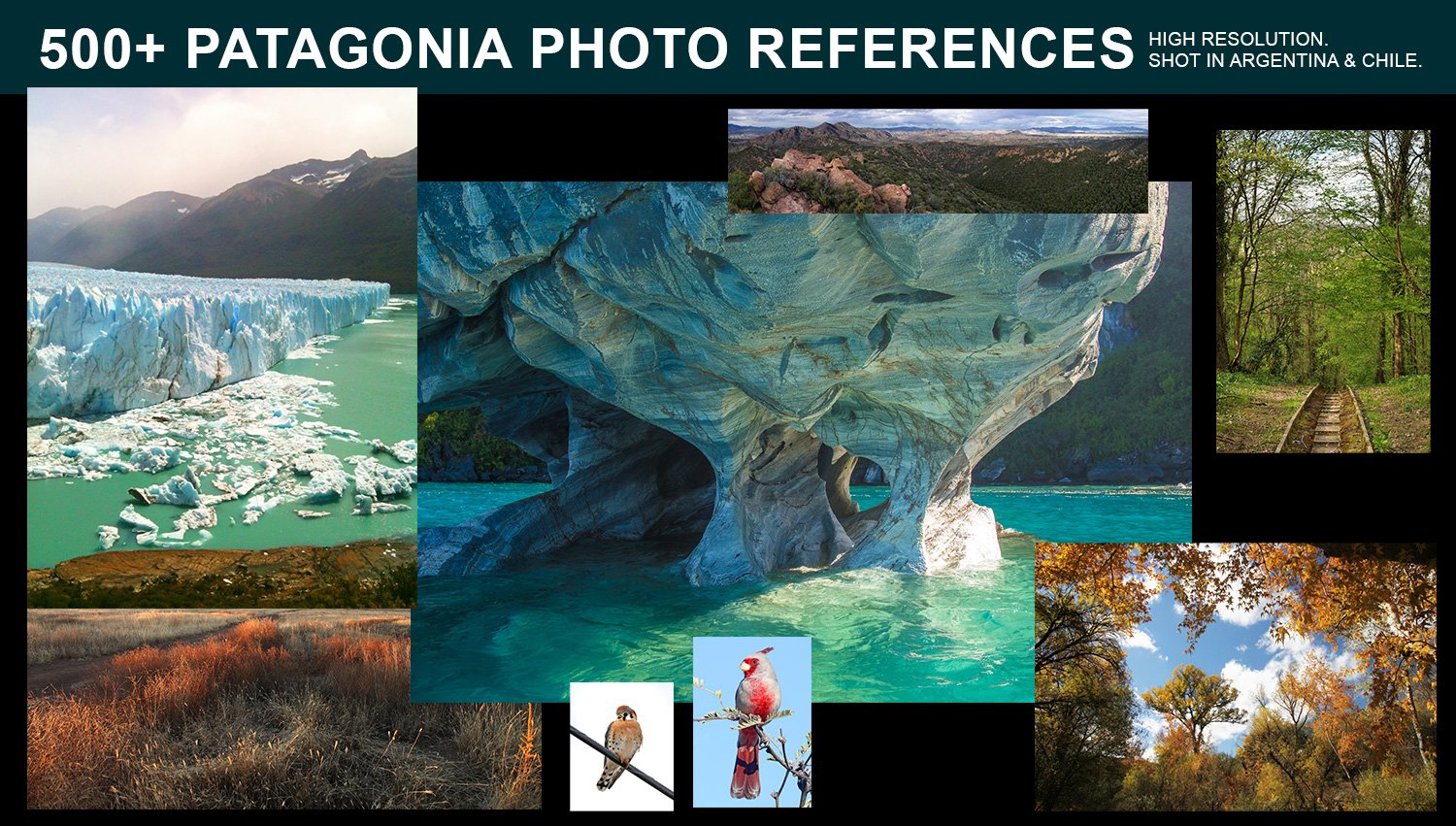 a collection of photos of patagonia in thumbnail view